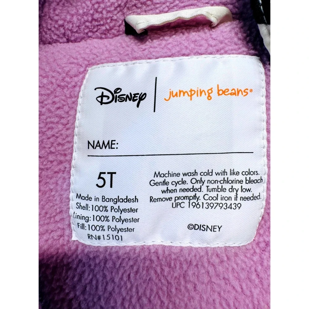 Disney Jumping Beans Puffer Jacket Kids 5T White Minnie Mouse Fleece Lined Coat